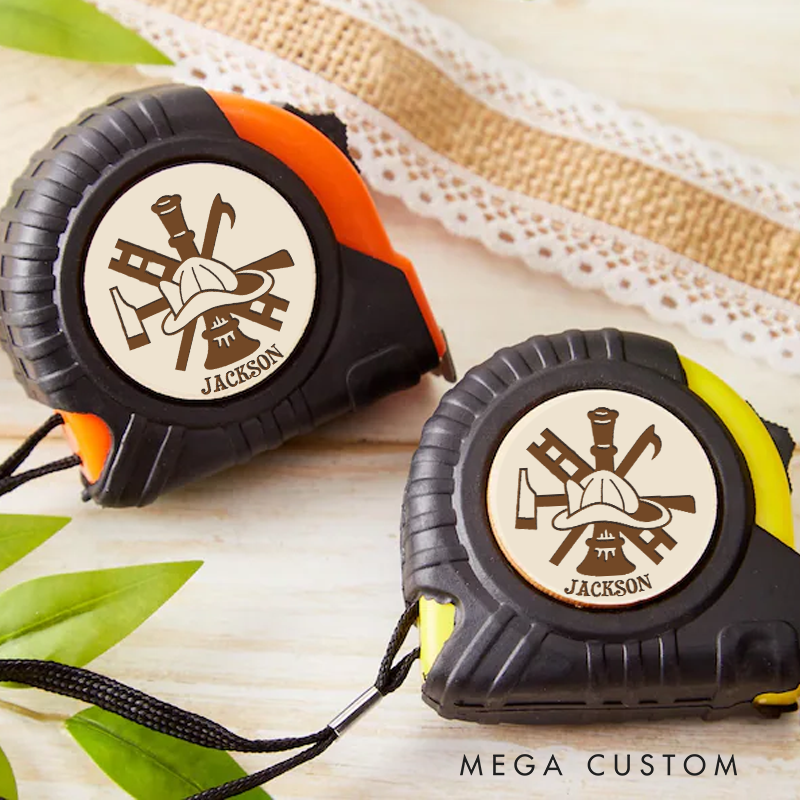 Personalized Firefighter Measure Tape with Firefighter Tools Emblem Gift for Firefighters