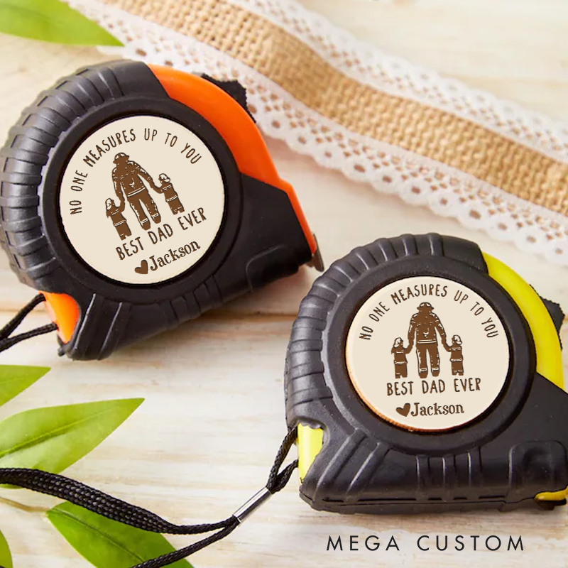 Personalized Best Dad Ever Measure Tape Custom Gift for Firefighter Fathers
