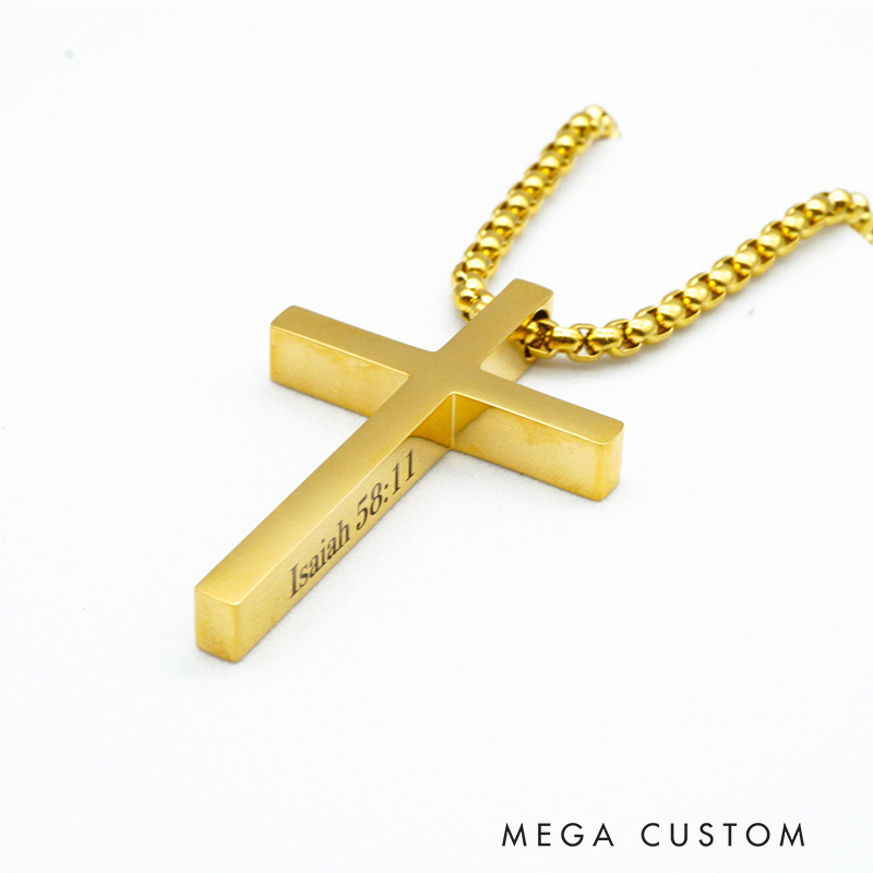 Personalized Cross Scripture Pendant Necklace for Men Religious Jewelry Christian Bible Verse Gift for Him
