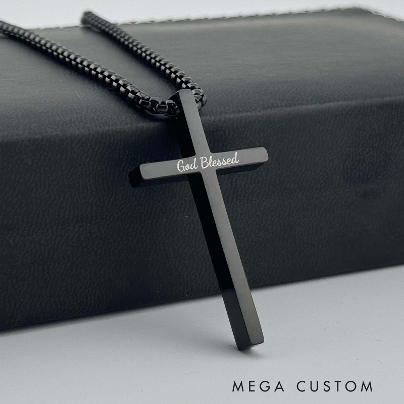Personalized Cross Scripture Pendant Necklace for Men Religious Jewelry Religious Gift Christian Gift for Him