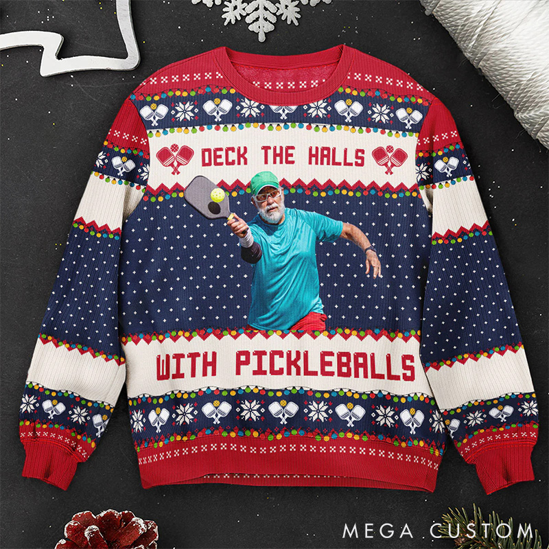 [Copy]Personalized American Football Holiday Ugly Sweater with Custom Photo and Festive Design