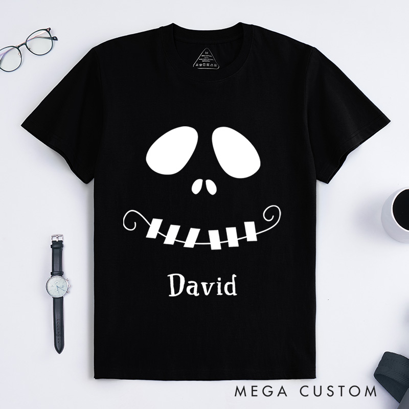 Personalized Spooky Smile Halloween T-Shirt Perfect for Adding a Playful and Festive Touch T-Shirt