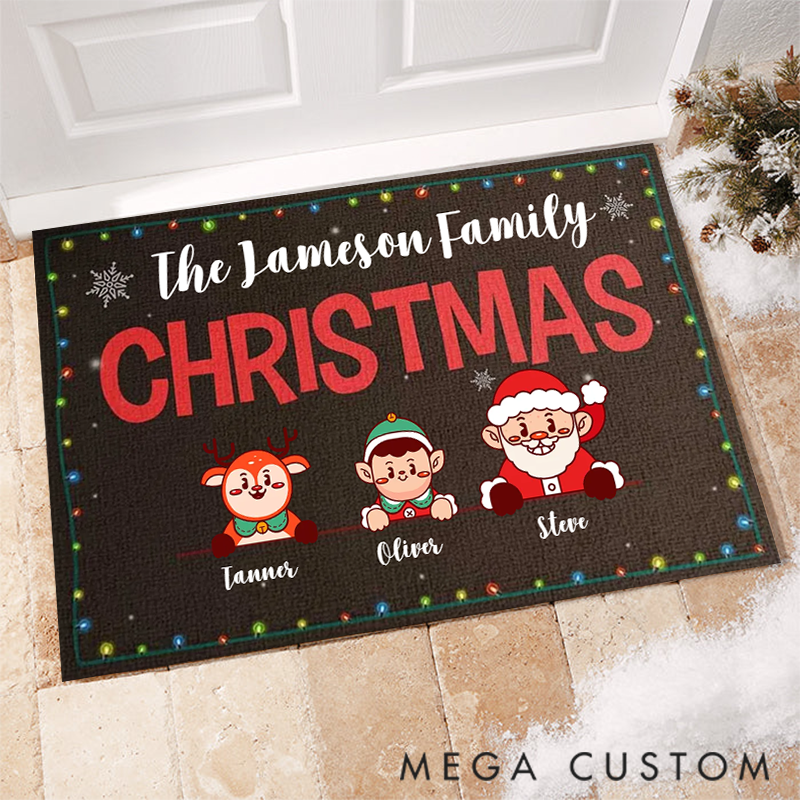 Personalized Happy Christmas with Our Family Doormat Gift Ideas for Christmas