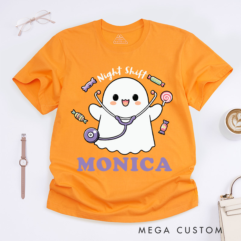 Personalized Nurse T-Shirts Night Shift Design T-Shirts Nurse Halloween Gifts