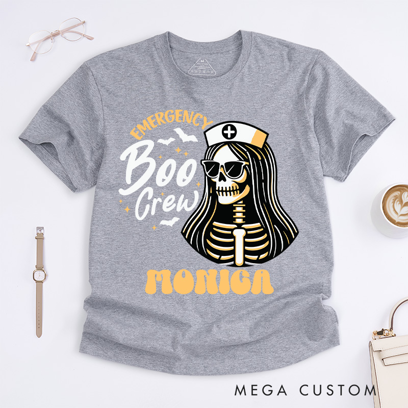 Personalized Nurse T-Shirts Emergency Boo Crew Design T-Shirts Nurse Halloween Gifts