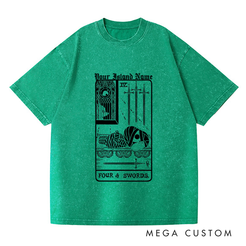 Personalized Four of Swords Washed T-Shirts Video Game Tshirt Island Building Game Shirt