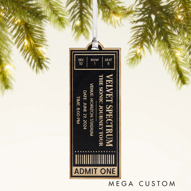 Personalized Favorite Concert Ticket Personalized Wood Ornament Christmas Gift Christmas Ornament Concert Tickets Memory Ornament for Him for Her