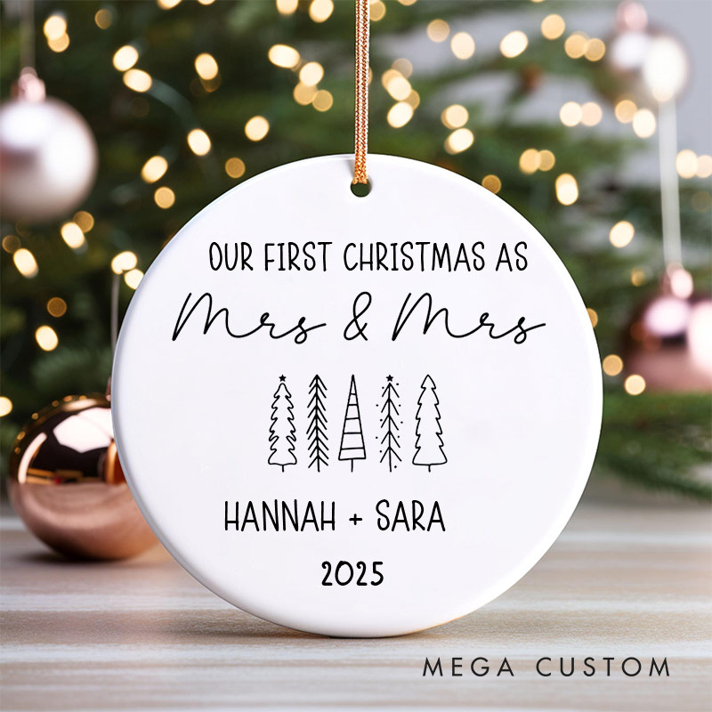 Personalized Our First Christmas as Mrs and Mrs Ornament LGBTQ Lesbian Wedding Christmas Ornament Pride LGBTQA+ Ornament for Her