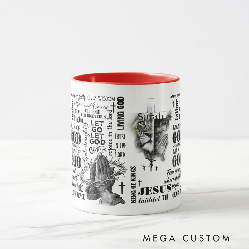 Personalized Man of God Religious Coffee Mug with Name Birthday Religious Baptism Gift for Family Friends Christians