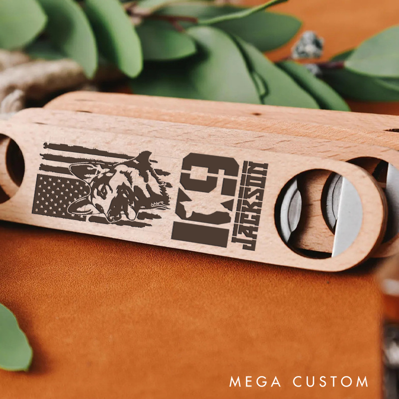 Personalized K9 Wooden Handled Engraved Bottle Opener Gift for Dog Lovers Police Supporters