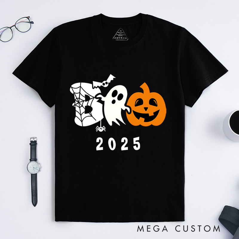 Personalized Ghost and Spider Web Halloween T-Shirt Perfect for Adding a Playful and Spooky Vibe T-Shirt