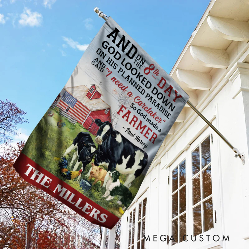 Personalized Farm Landscape God Blessing Garden Flag with Text Yard Porch Decor Christmas Religious Gift for Family Christian