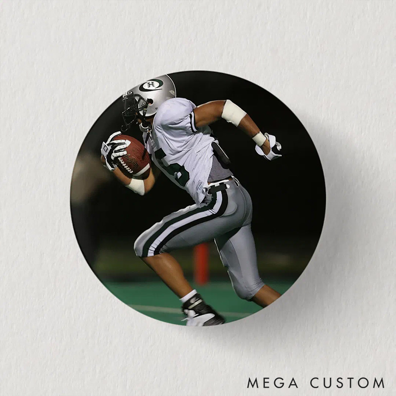 Personalized American Football Button Pin with Custom Your Dynamic Photo