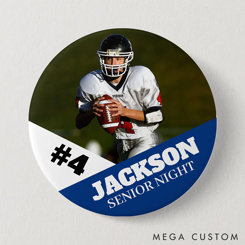 [Copy]Personalized American Football Button Pin with Custom Your Photo and Number