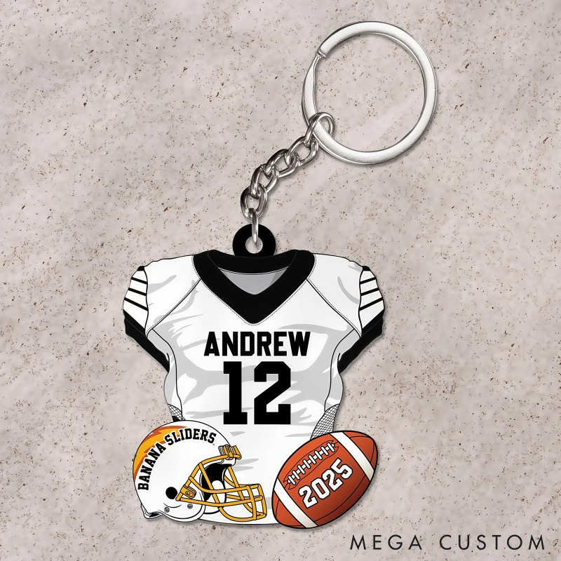 Personalized American Football Acrylic Keychain with Custom Team Name, Player Name, Year and Number