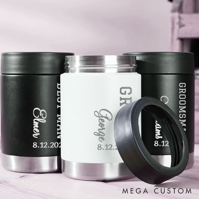 Personalized Wedding Can Coolers for Groom and Groomsmen Unique Bachelor Party Favors Can Holder Best Man Gift Tumbler for Men