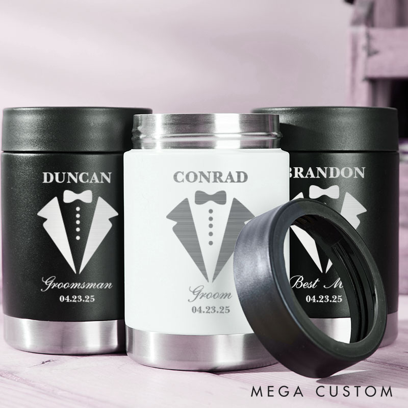 Personalized Wedding Party Can Coolers Engraved Bachelor Favors Can Holder Party Gifts for Groom Best Man