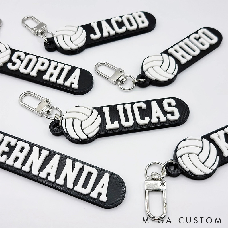 Personalized Volleyball 3D Printed Hard Plastic Keychains with Custom Your Name 
