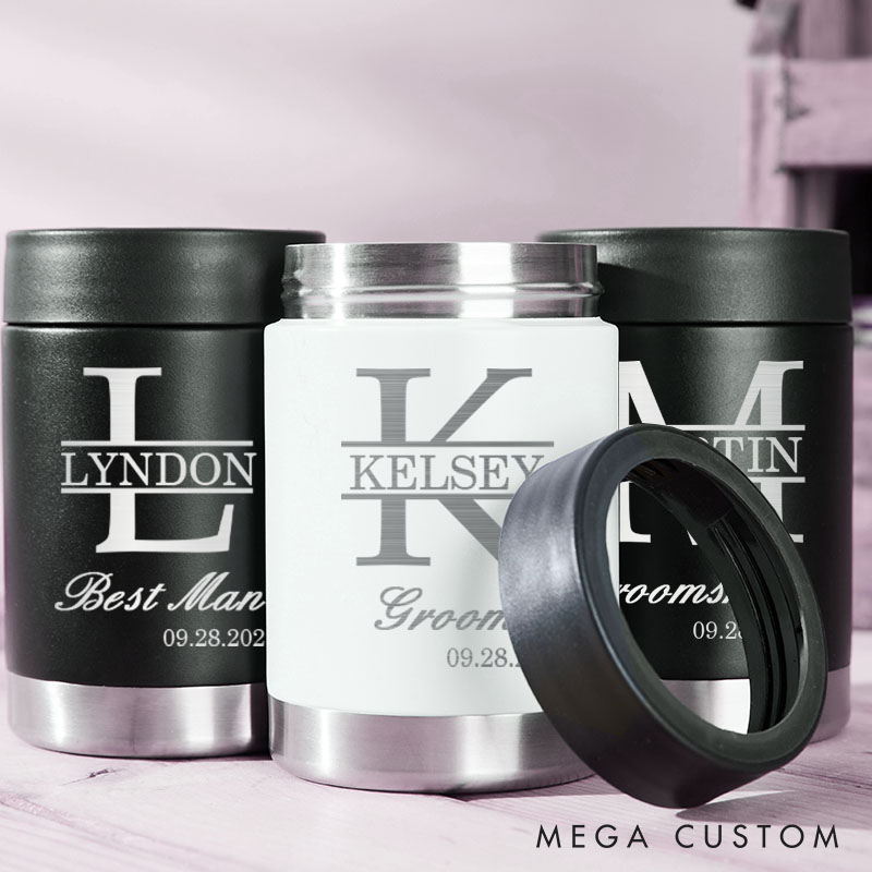 Personalized Groom Groomsman Wedding Party Can Cooler Bachelor Tumbler for Men Groomsman Proposal Keepsakes Can Holder