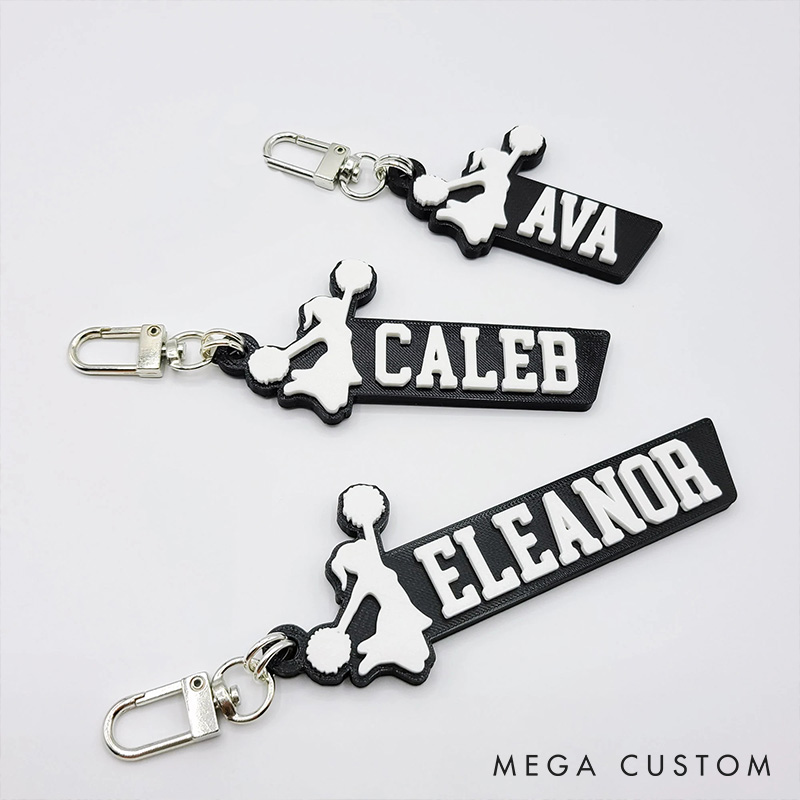 Personalized Cheerleader 3D Printed Hard Plastic Keychains with Custom Your Name 