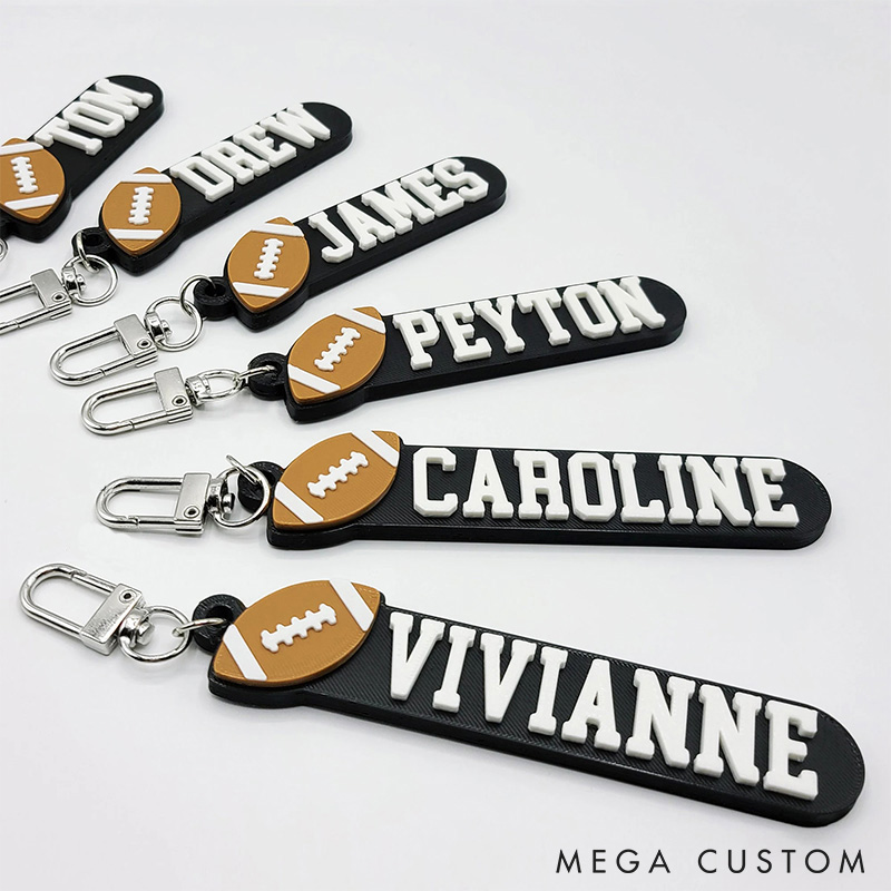 Personalized American Football 3D Printed Hard Plastic Keychains with Custom Your Name 