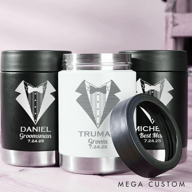 Personalized Wedding Party Can Coolers Bachelor Party Keepsakes for Groom Best Man Gift Groomsmen Proposal Can Holder