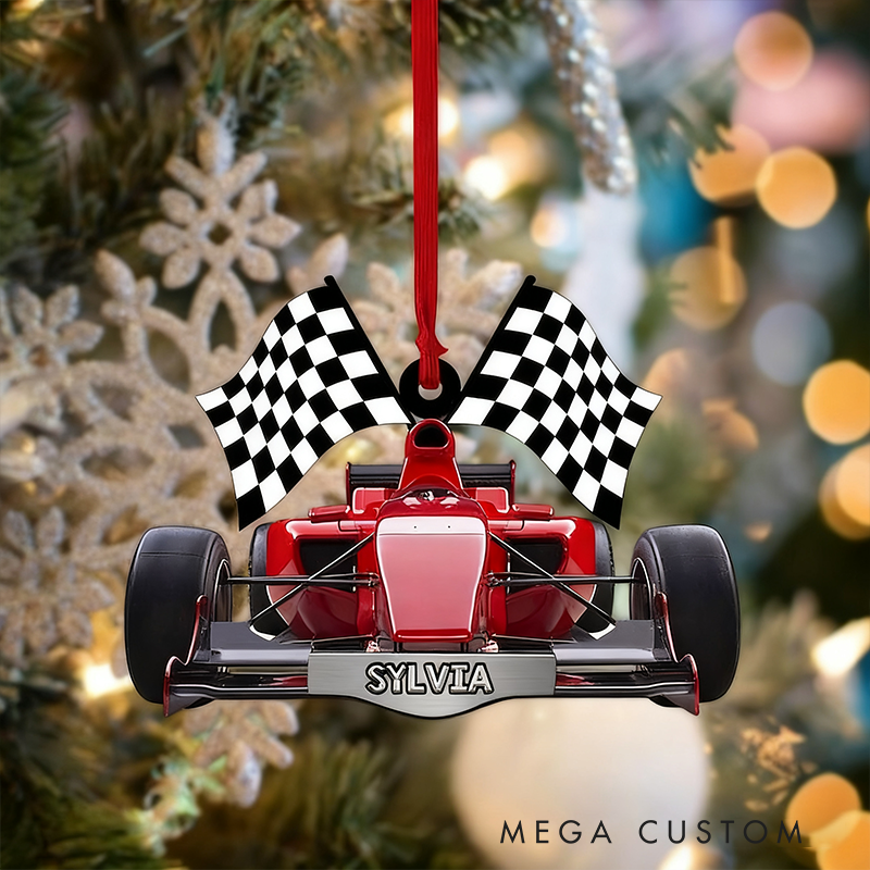 Personalized F1 Racing Car Christmas Ornament – Custom Acrylic Formula Car Gift for Racing Lovers and Motorsport Fans