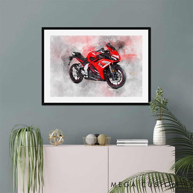 Personalized Motorcycle Watercolor Portrait Custom Bike Artwork from Photo Unique Gift for Motorbike Riders and Motorcycle Lovers
