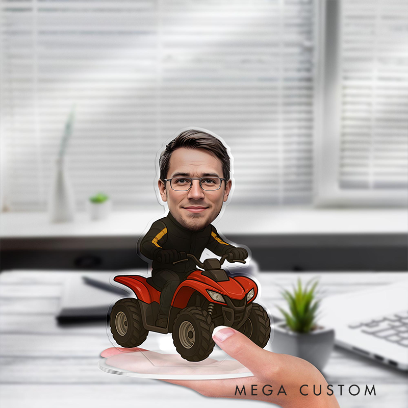 Personalized ATV Racing Portrait Desk Name Plate Acrylic Plaque Table Decor Gifts