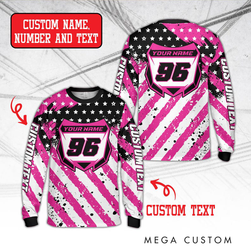 Personalized Dirt Bike Long Sleeve Shirt Custom Name Motocross BMX Shirt Gift for Motocross Riders