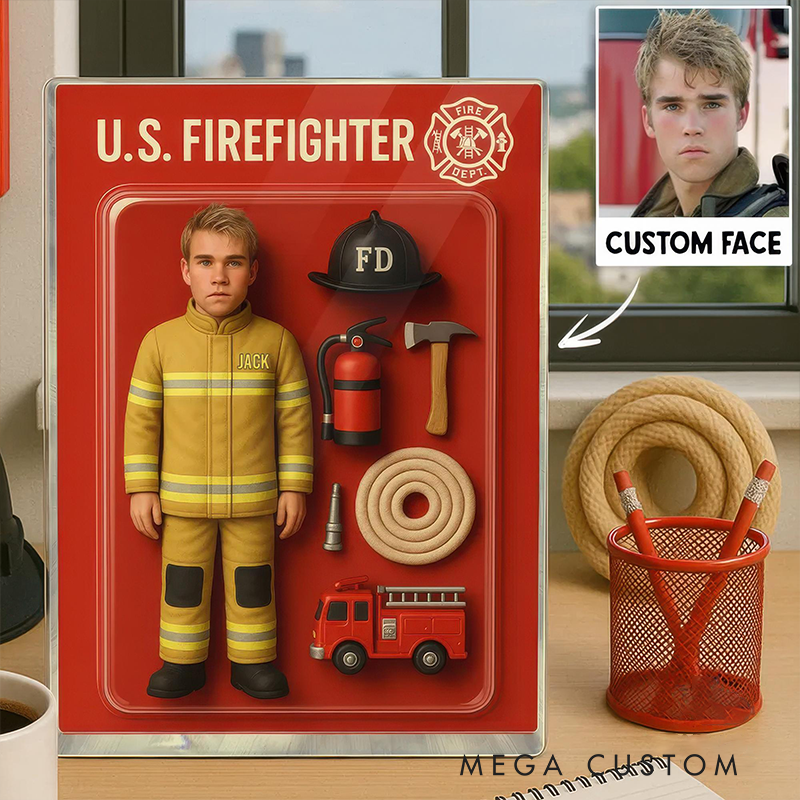 Personalized Firefighter Acrylic Block Plaque Custom Photo Perfect Memorial Holiday Gift