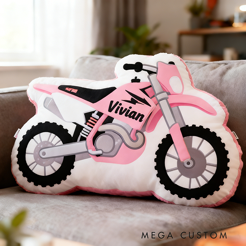 Personalized Motorcycle Pillow Custom Name 3D Graphic Print Cushion Gift for Bikers and Motorcycle Fans