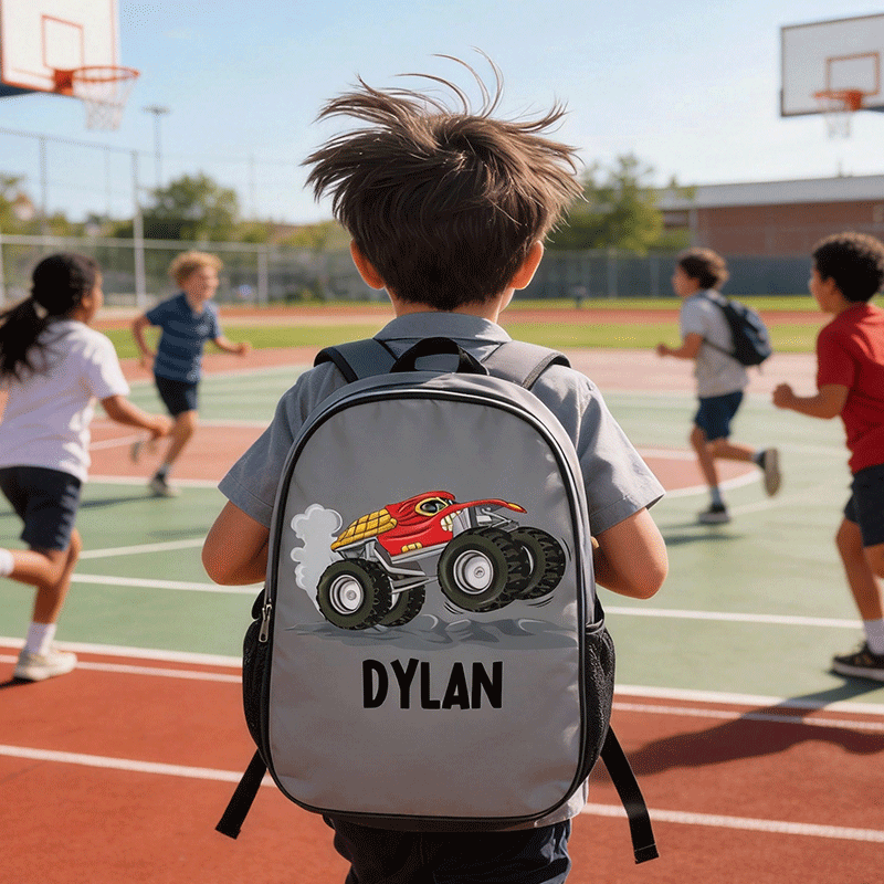 Personalized Monster Truck Backpack with Custom Name Unique Backpack for Kids