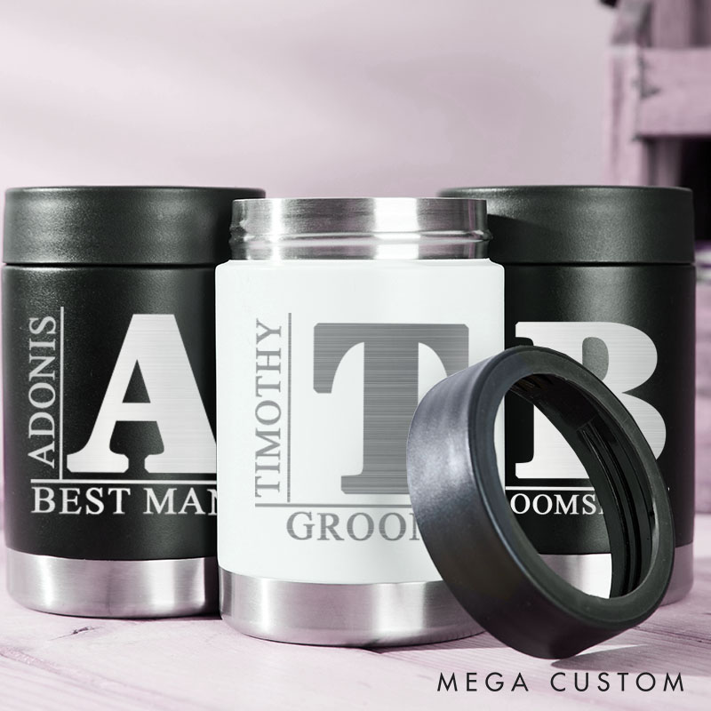 Personalized Groom Can Cooler Groomsman Bachelor Party Can Cooler Wedding Party Can Holder for Him Best Man Proposal Gift