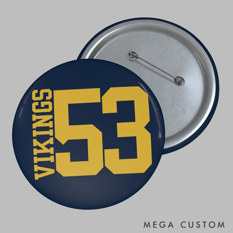 Personalized Sport Design Button Pin with Custom Name and Number for Sport Fans