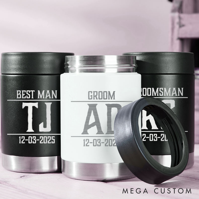 Personalized Groom Groomsman Can Cooler Men's Wedding Can Cooler Best Man Proposal Gift Can Cooler Bachelor Party Favors Him