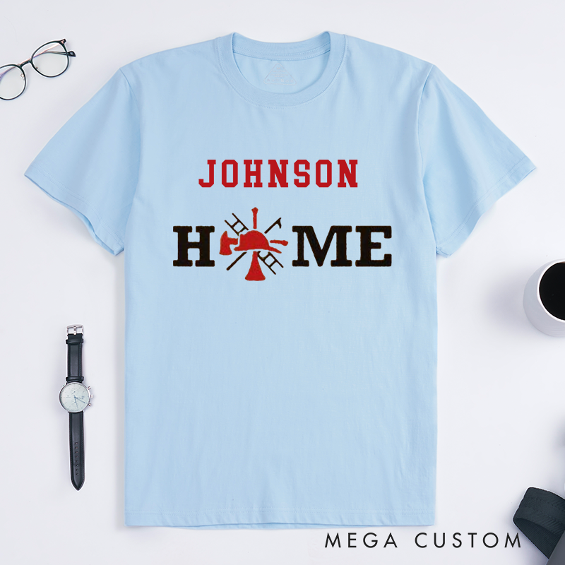 Personalized T-Shirt for Firefighter Family Home Firefighter Helmet Design Gift for Firefighter