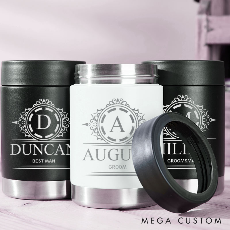 Personalized Wedding Party Can Cooler Groomsmen Can Cooler Groom Club Beer Can Holder Best Man Gift Can Holder