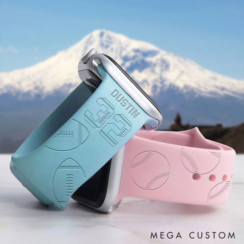 Personalized American Football Watch Band with Custom Name and Number for Sports Lovers