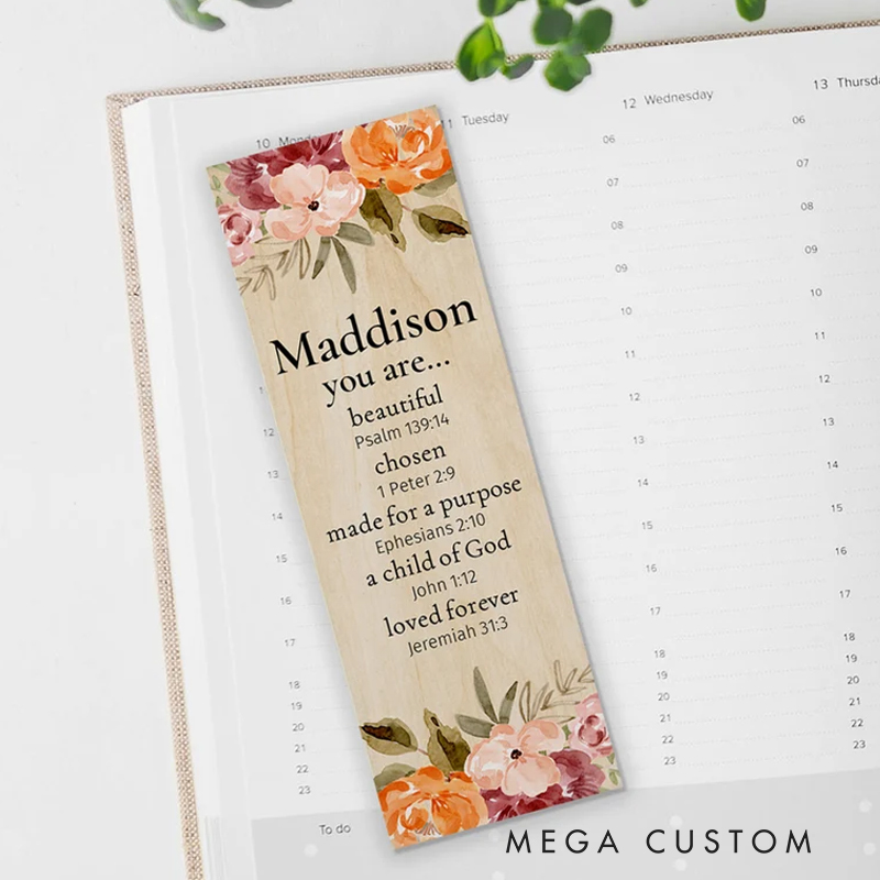 Personalized Wood Water Color Flower You are Bookmark for Best Friend Christian Gift for Birthday Unique Gifts for Long Distance Book lover