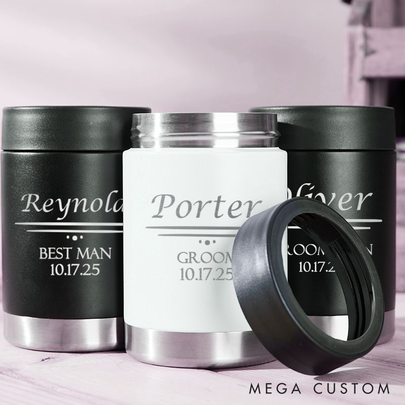 Personalized Groomsmen Can Cooler Wedding Party Favors Can Cooler Bachelor Can Holder for Men Best Man Can Holder