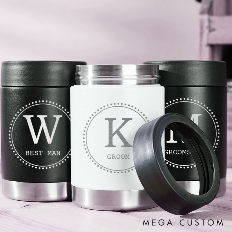 Personalized Groomsmen Beer Can Cooler Best Man Can Holder Wedding Party Favors Can Cooler for Men Bachelor Can Holder