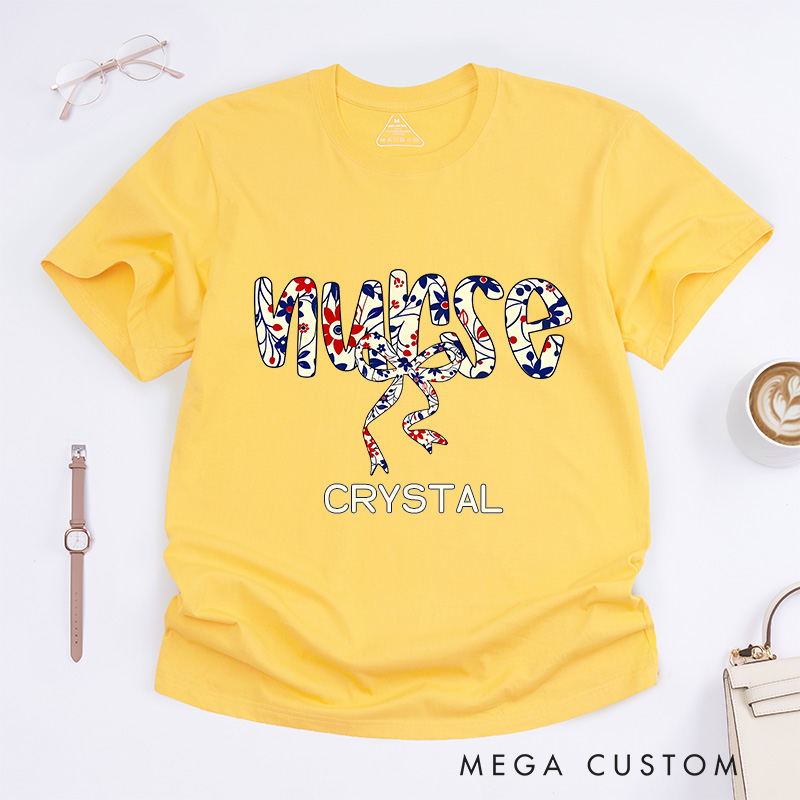 Personalized Nurse T-Shirts Floral Elegance for Nurses Fashion Design T-Shirts