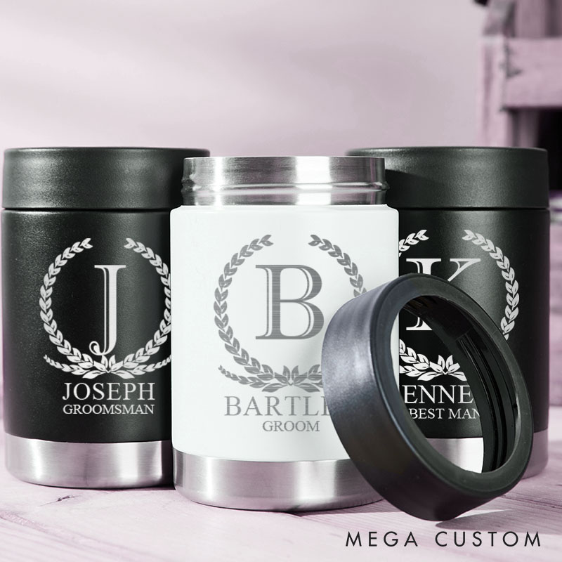 Personalized Men’s Wedding Can Cooler Bachelor Party Gift for Him Groomsmen Favors Beer Can Cooler Men’s Beer Can Holder