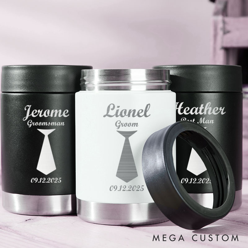 Personalized Groomsmen Favors Can Cooler Bachelor Party Can Holder for Men Wedding Party Beer Can Holder for Him