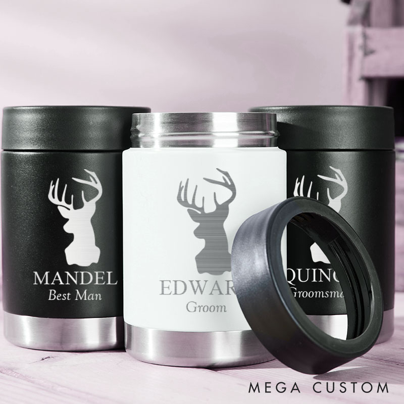 Personalized Groomsmen Wedding Favors Can Cooler Groom Bachelor Party Can Holder for Men Best Man Beer Can Holder for Him