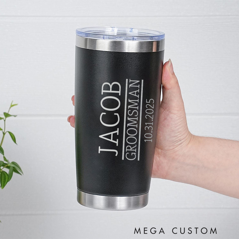 Personalized Groomsman Proposal Gift Tumbler Best Man Gift Insulated 20oz Tumblers for Groomsmen Bachelor Party Favor Water Bottle