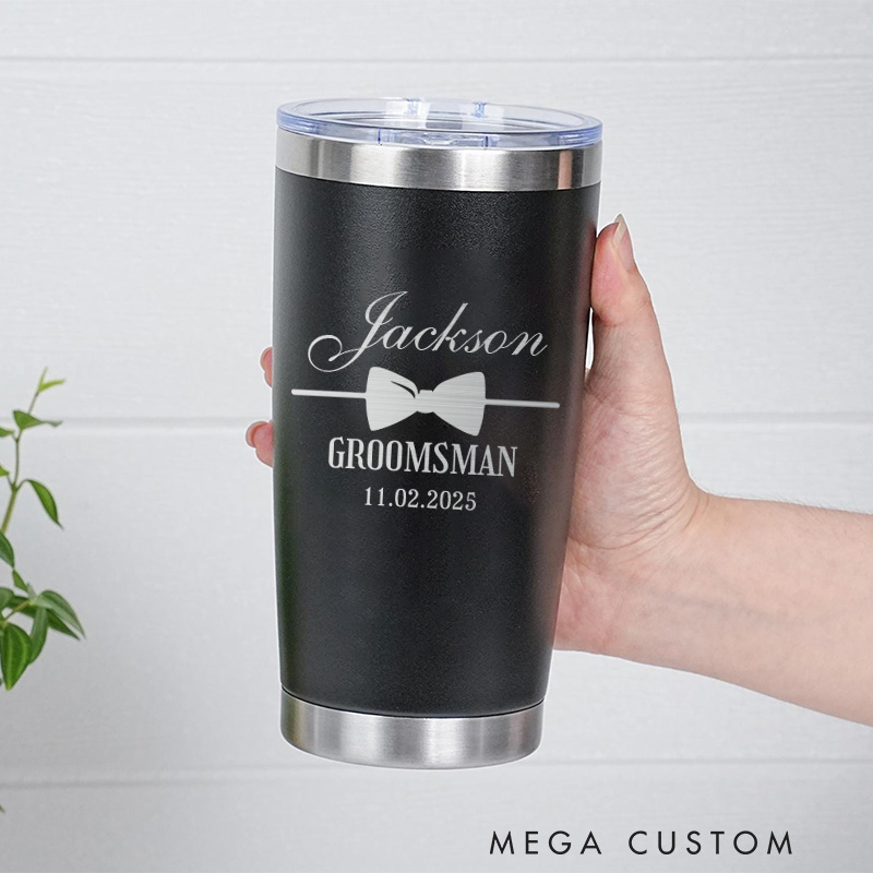 Personalized 20oz Best Man Tumbler Groomsman Proposal Tumbler Men’s 20oz Insulated Tumbler Bachelor Party Favors Gift