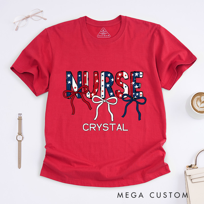 Personalized Nurse T-Shirts Stars and Stripes Nurse Pride Fashion Design T-Shirts