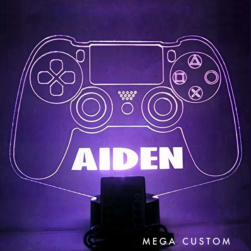 Personalized Gaming Room Night Light Up Table Lamp LED with Remote 7 Colors Perfect Gift for Son Boyfriend Husband for Birthday Holiday